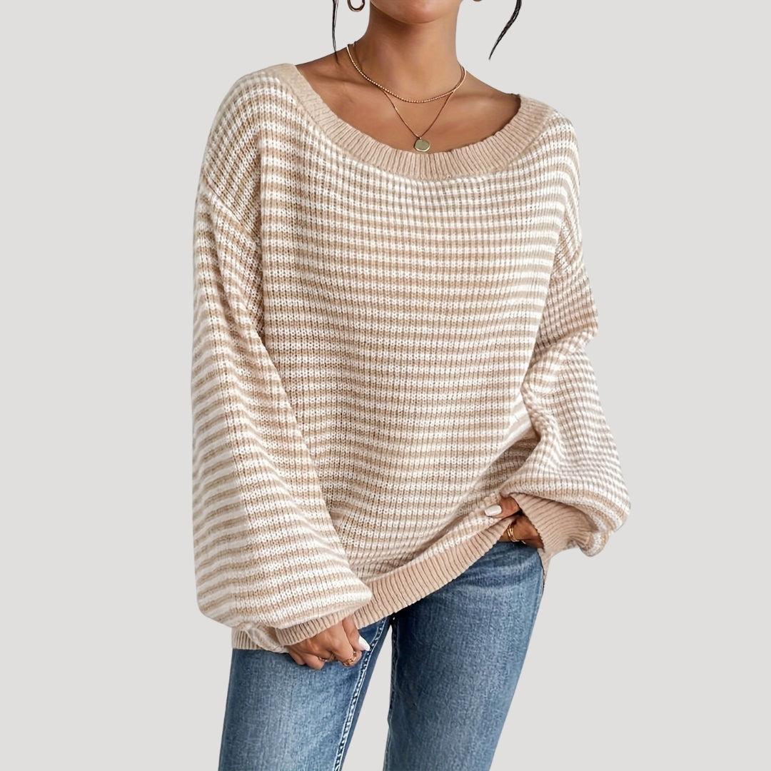 Women's Oversized Sweater with Stripes for Casual Style