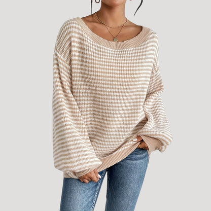 Women's Oversized Sweater with Stripes for Casual Style
