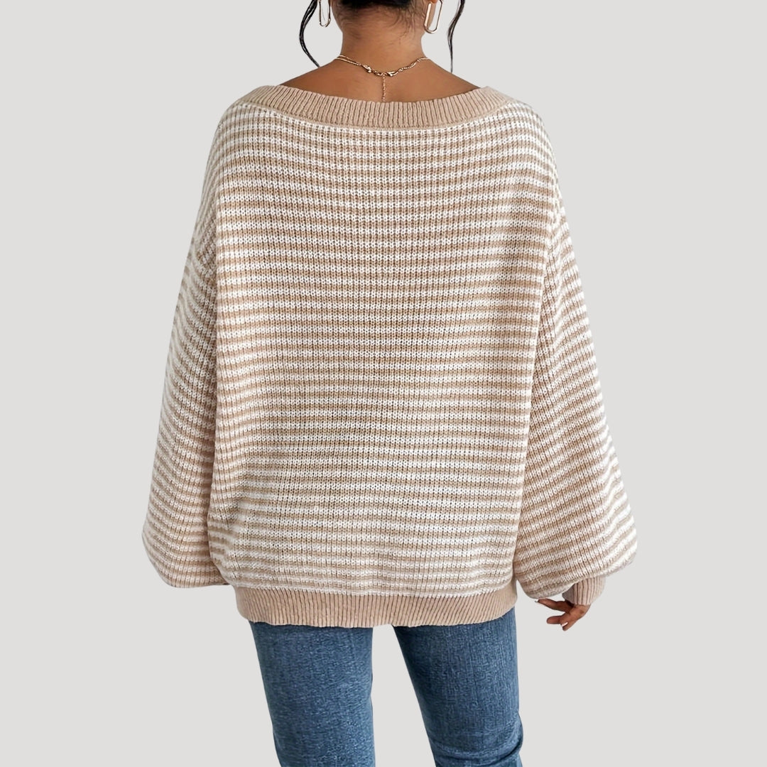 Women's Oversized Sweater with Stripes for Casual Style