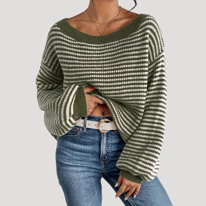Women's Oversized Sweater with Stripes for Casual Style