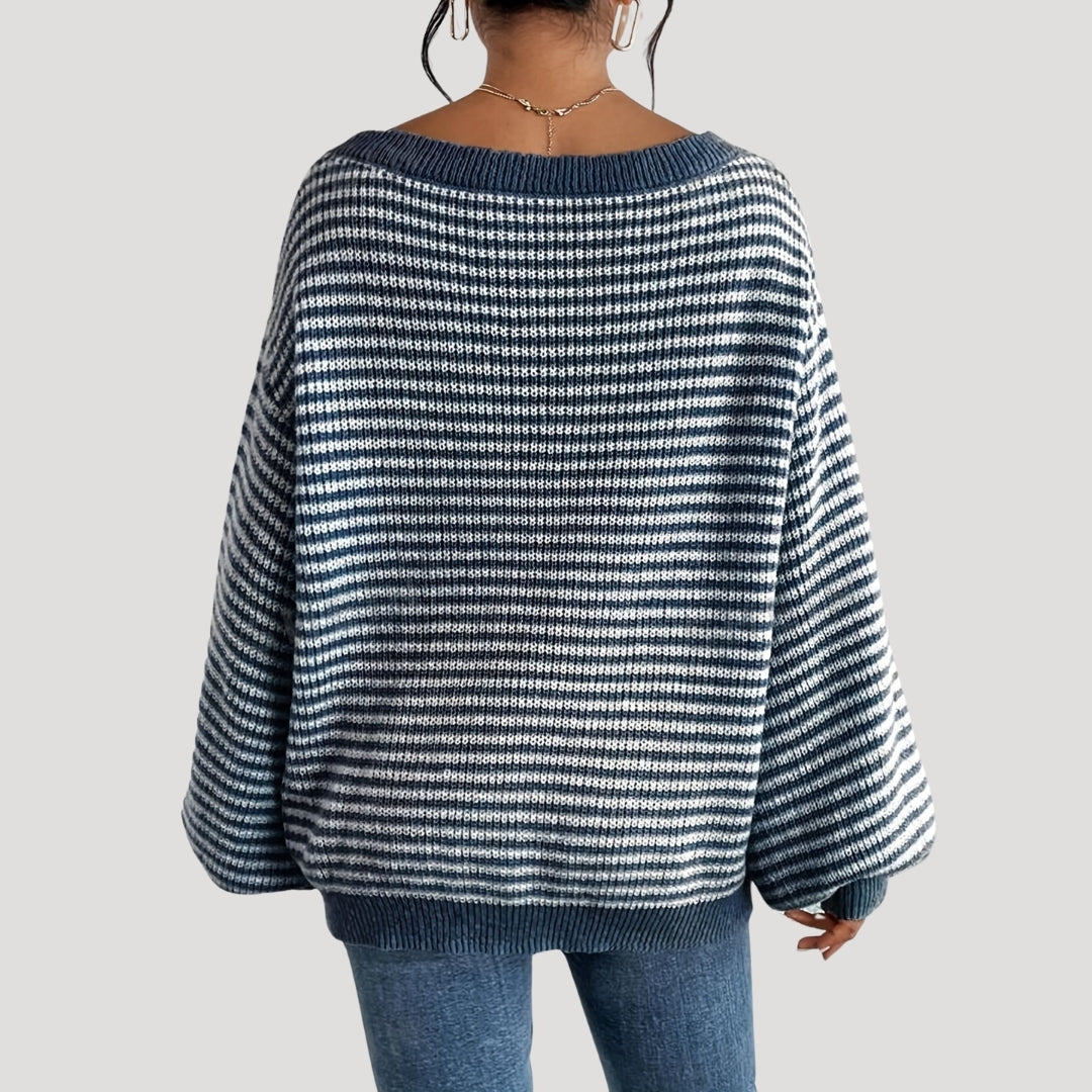 Women's Oversized Sweater with Stripes for Casual Style