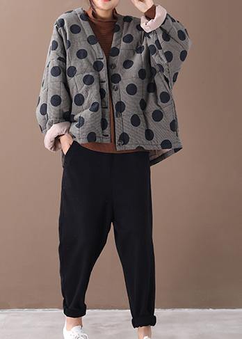 Women's Parka V-neck Plaid Design for Winter Style