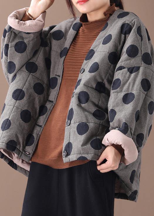 Women's Parka V-neck Plaid Design for Winter Style