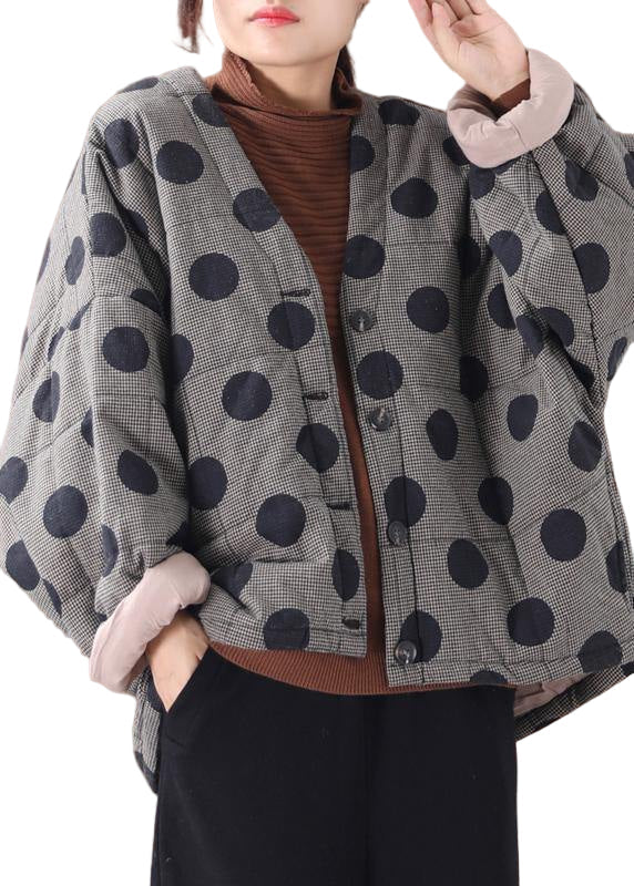 Women's Parka V-neck Plaid Design for Winter Style