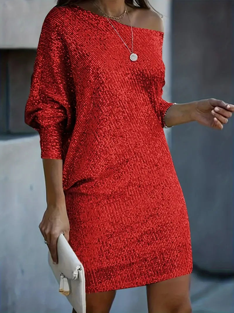 Women's Party Dress Contrasting Sequins
