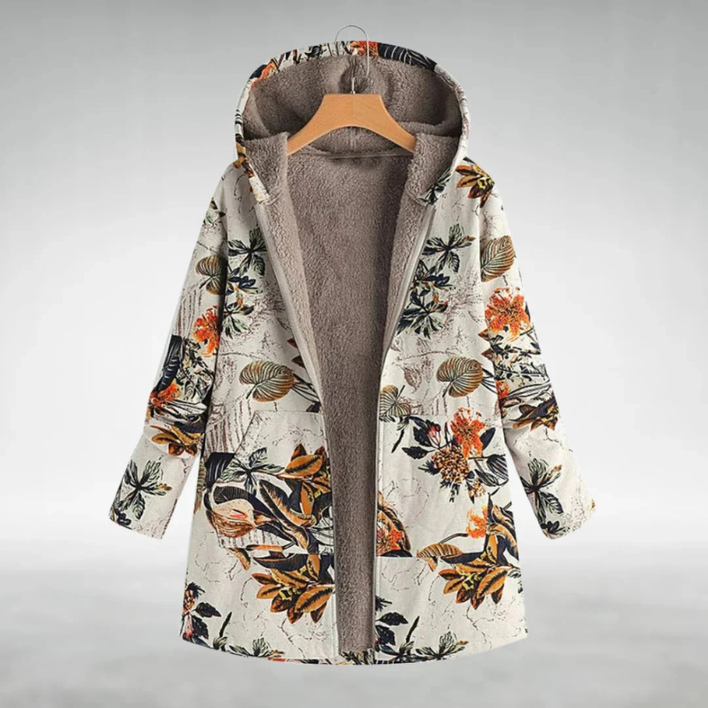 Women's Patchwork jacket with hood and fleece lining