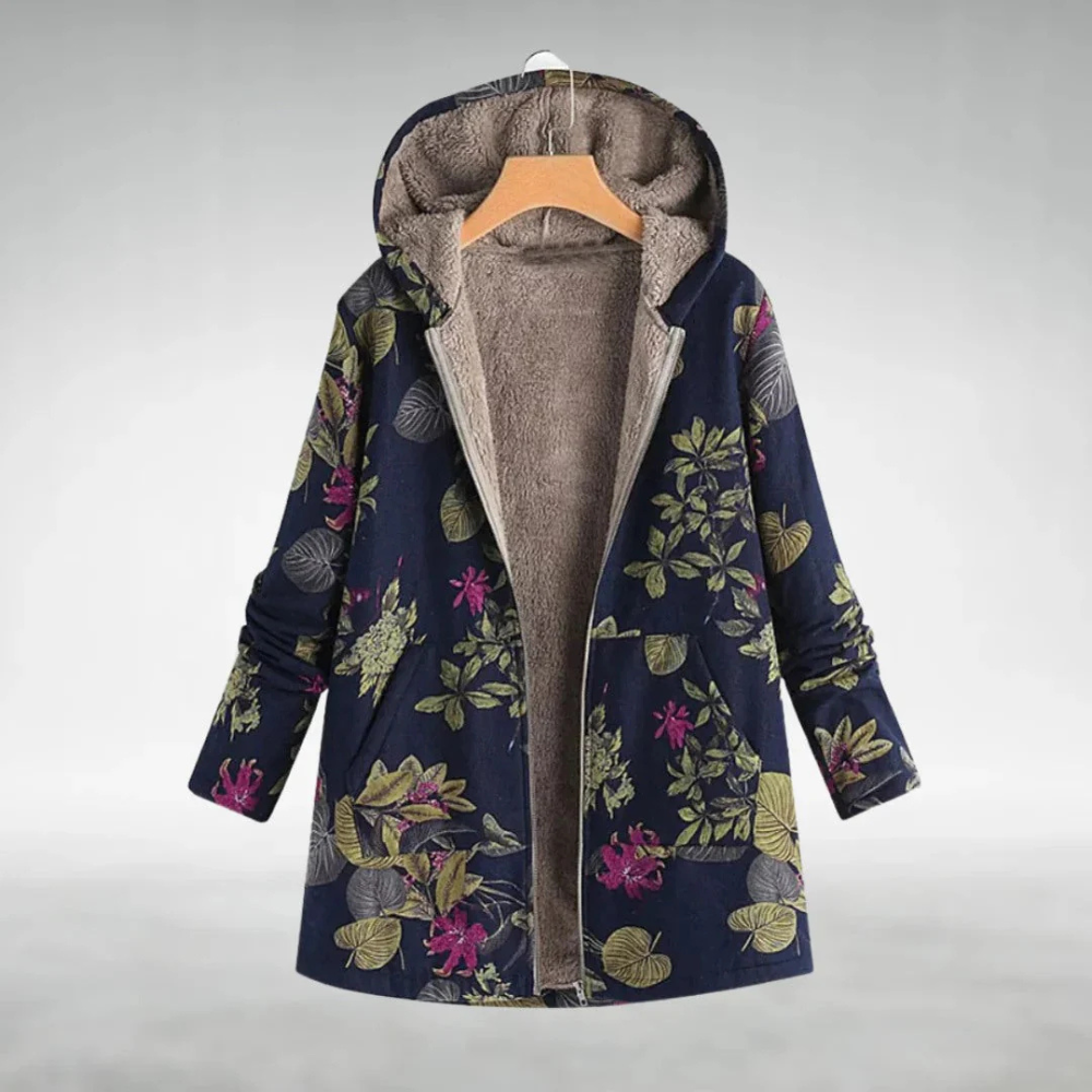 Women's Patchwork jacket with hood and fleece lining