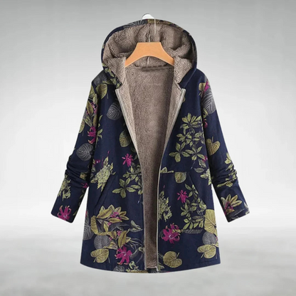 Women's Patchwork jacket with hood and fleece lining