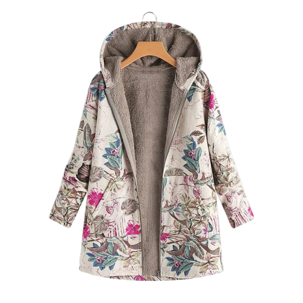 Women's Patchwork jacket with hood and fleece lining