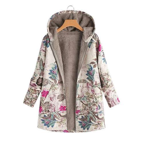 Women's Patchwork jacket with hood and fleece lining