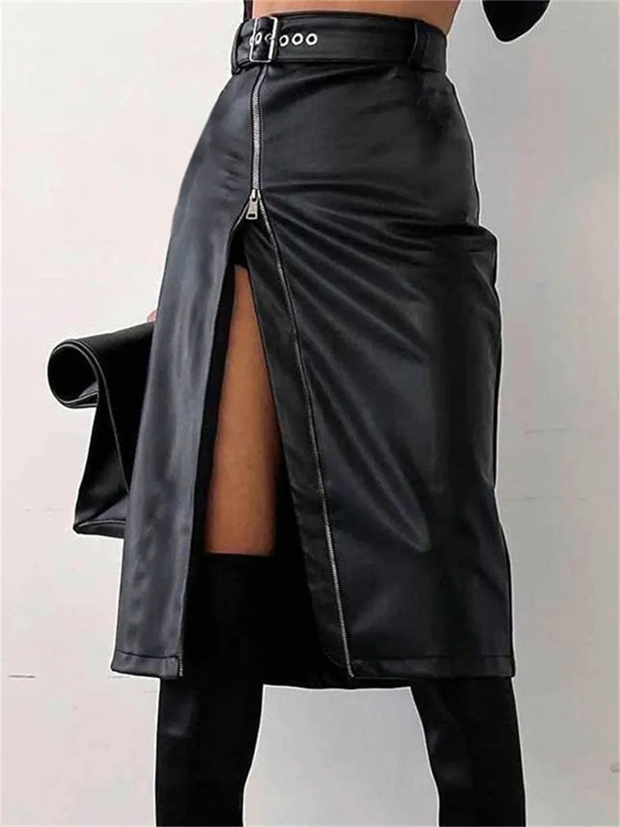Women's Pencil Skirt High Waist PU Leather Style Chic and Comfortable