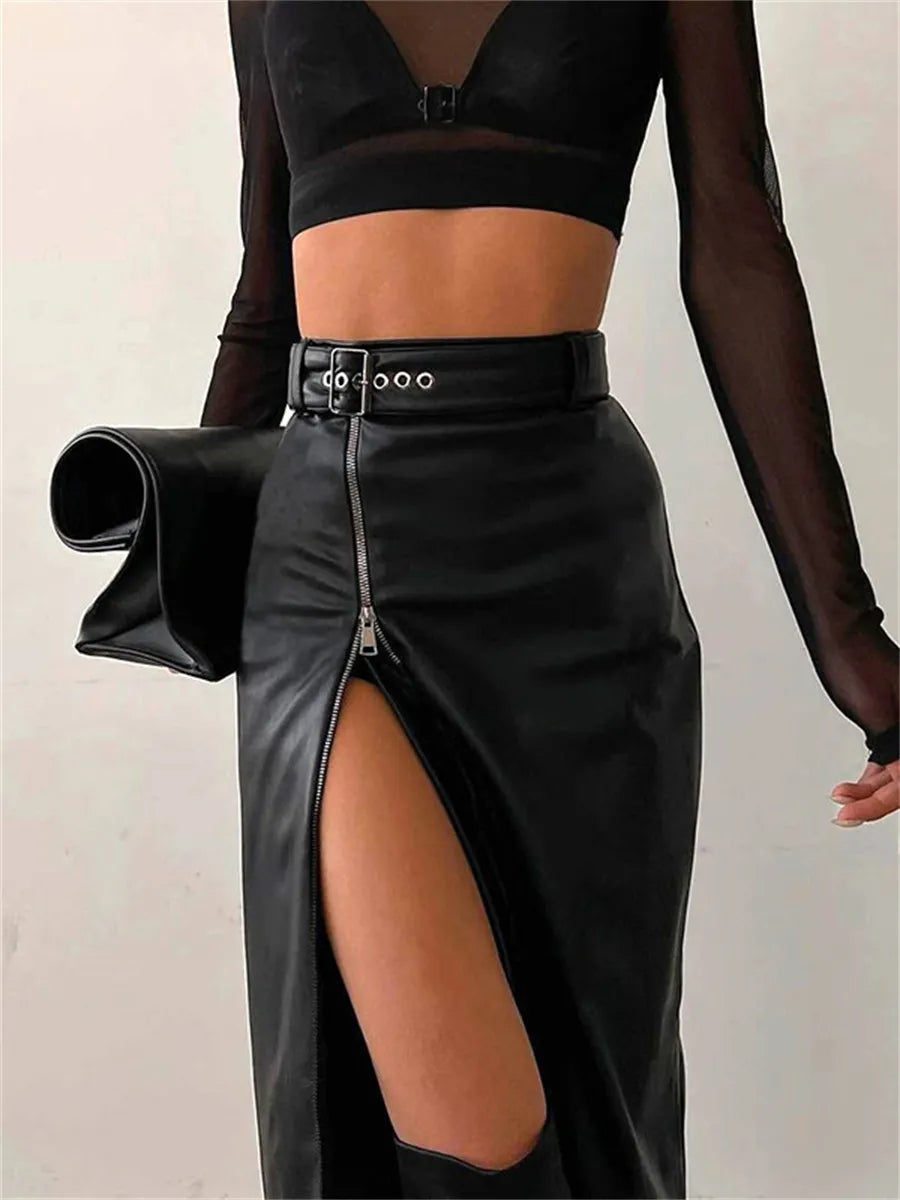 Women's Pencil Skirt High Waist PU Leather Style Chic and Comfortable