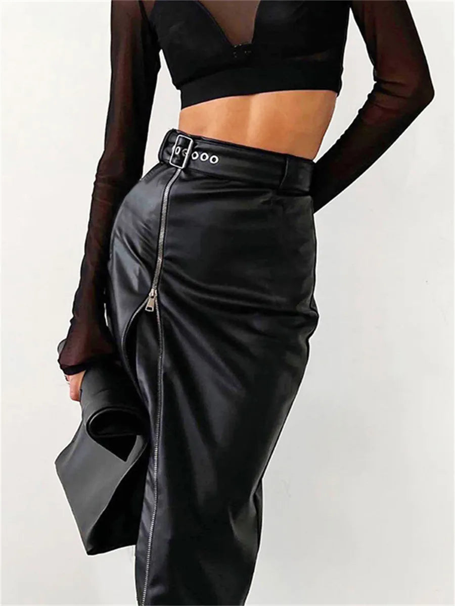Women's Pencil Skirt High Waist PU Leather Style Chic and Comfortable