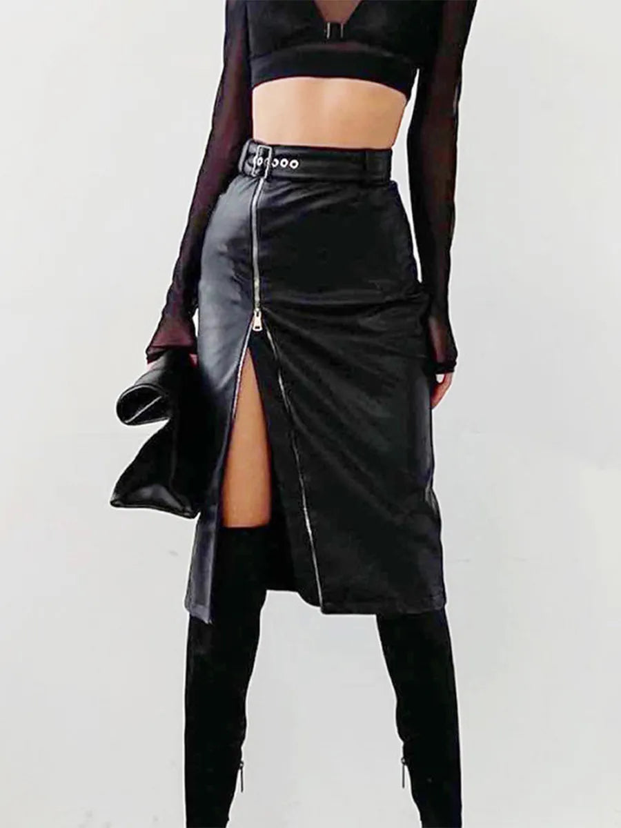 Women's Pencil Skirt High Waist PU Leather Style Chic and Comfortable