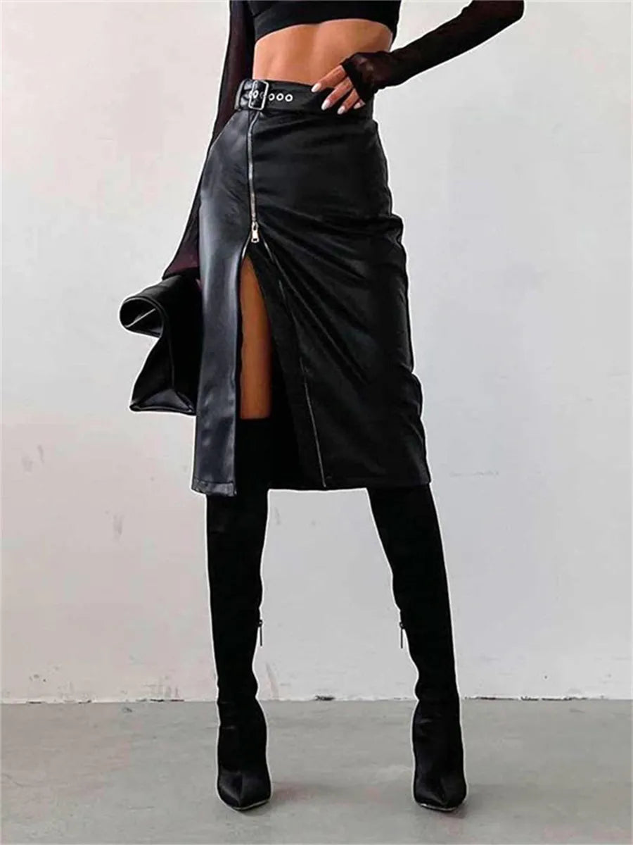 Women's Pencil Skirt High Waist PU Leather Style Chic and Comfortable
