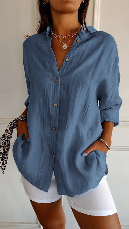 Women's Pleated Shirt Stylish Cotton
