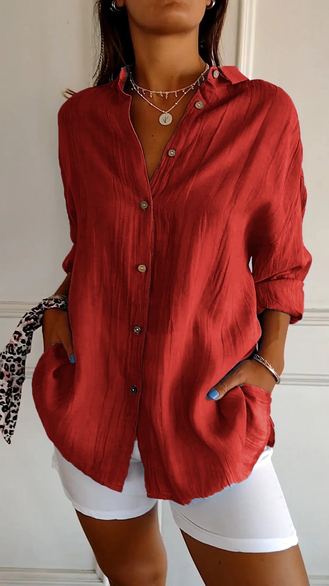 Women's Pleated Shirt Stylish Cotton