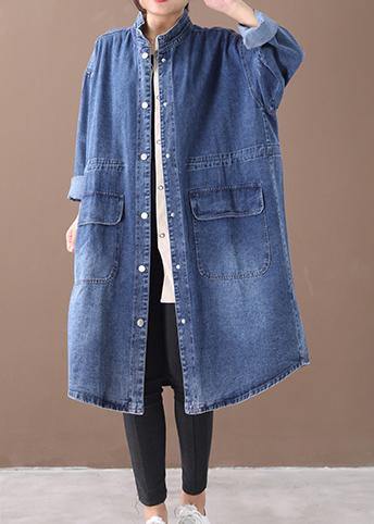 Women's Plus Size Box Coat with Standing Collar and Drawstring