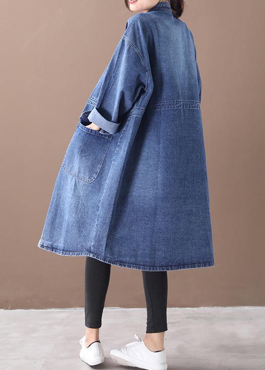 Women's Plus Size Box Coat with Standing Collar and Drawstring