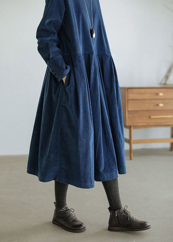 Women's Plus Size Corduroy Dress with Buttons and Pockets