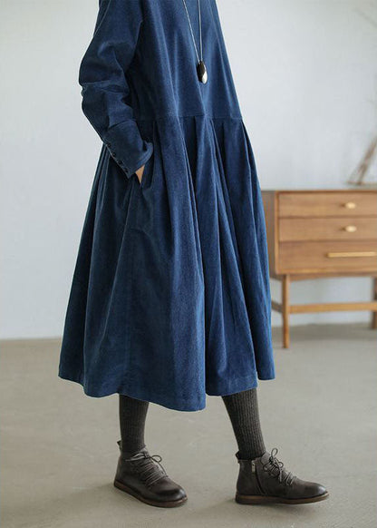 Women's Plus Size Corduroy Dress with Buttons and Pockets