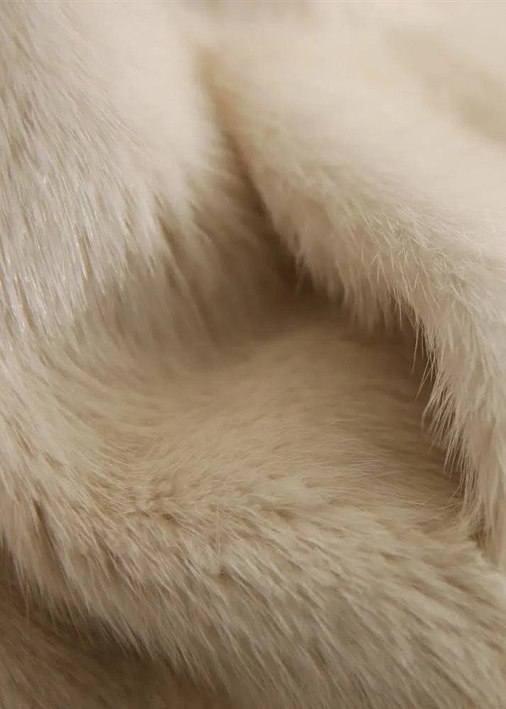 Women's Plus Size V-Neck Long Sleeve Fur Coat