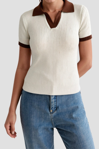 Women's Polo Colour Block With Notched Collar