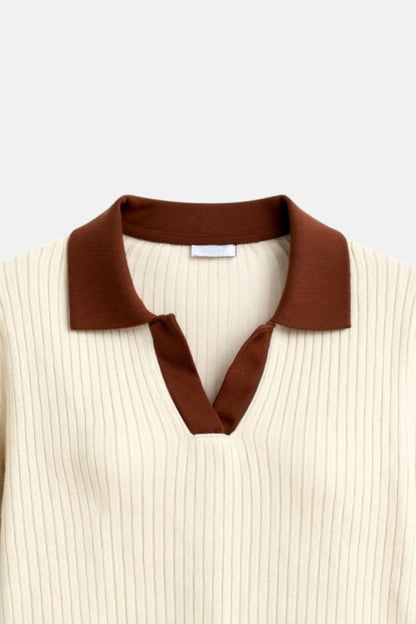 Women's Polo Colour Block With Notched Collar