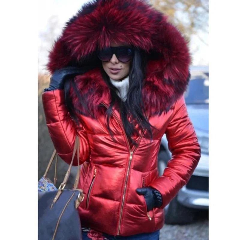 Women's Puffer Jacket Quilted With Hood