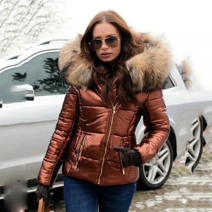 Women's Puffer Jacket Quilted With Hood