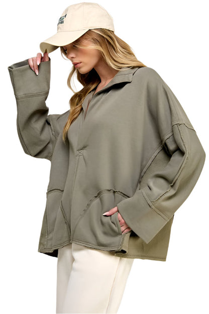 Women's Pullover V-Neck Dolman Sleeves
