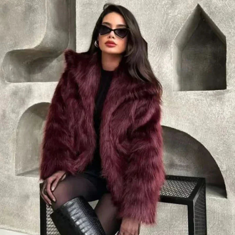 Women's Quilted Long Winter Coat Plush Polyester Warm Comfortable