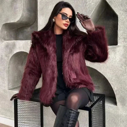 Women's Quilted Long Winter Coat Plush Polyester Warm Comfortable
