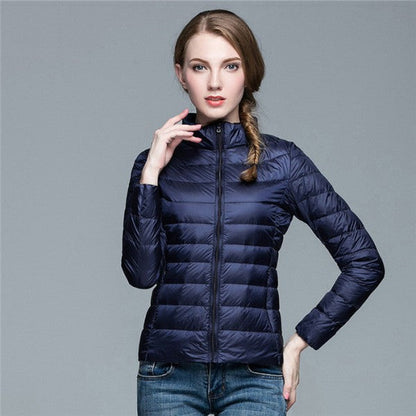 Women's Quilted Long Winter Jacket Lightweight Waisted