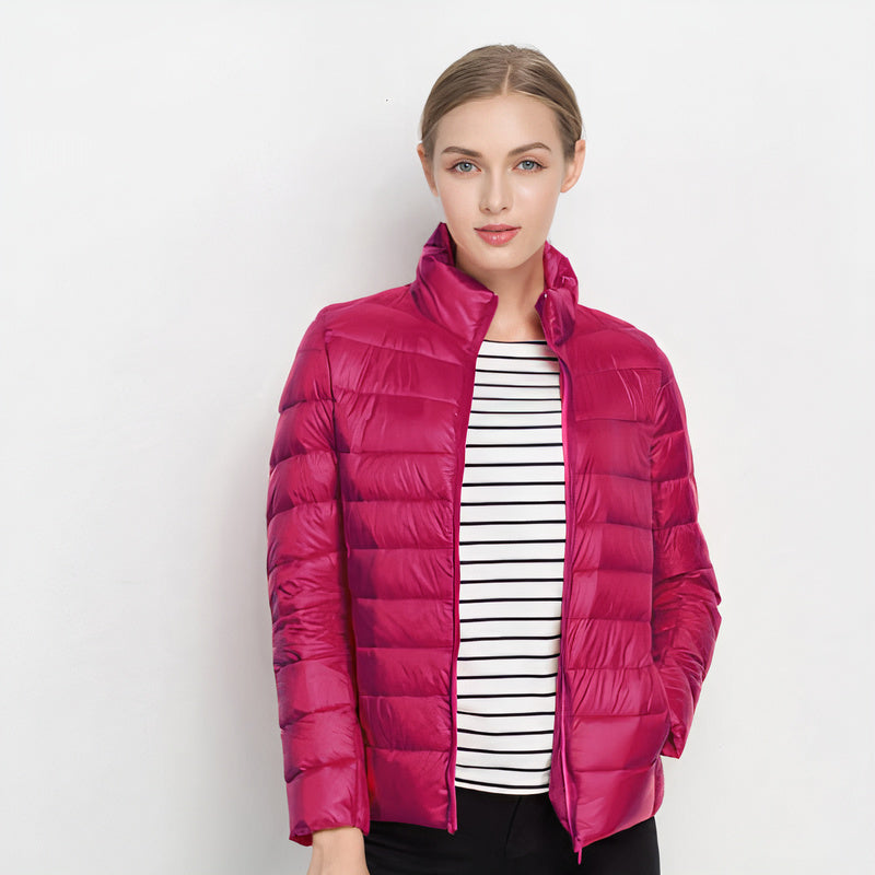 Women's Quilted Long Winter Jacket Lightweight Waisted