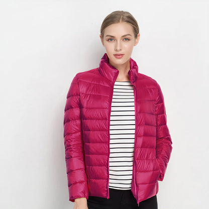 Women's Quilted Long Winter Jacket Lightweight Waisted