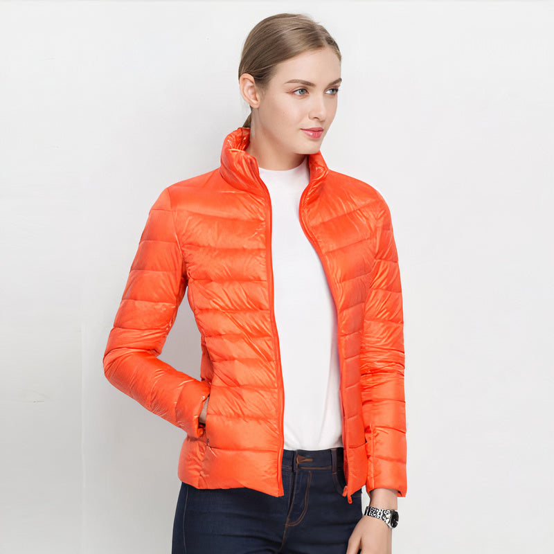 Women's Quilted Long Winter Jacket Lightweight Waisted