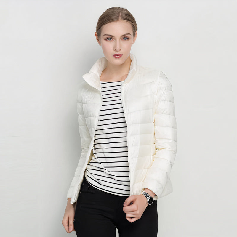 Women's Quilted Long Winter Jacket Lightweight Waisted