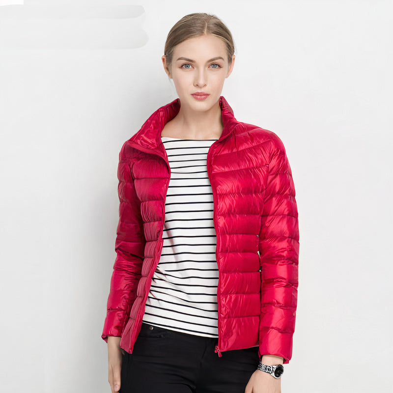 Women's Quilted Long Winter Jacket Lightweight Waisted