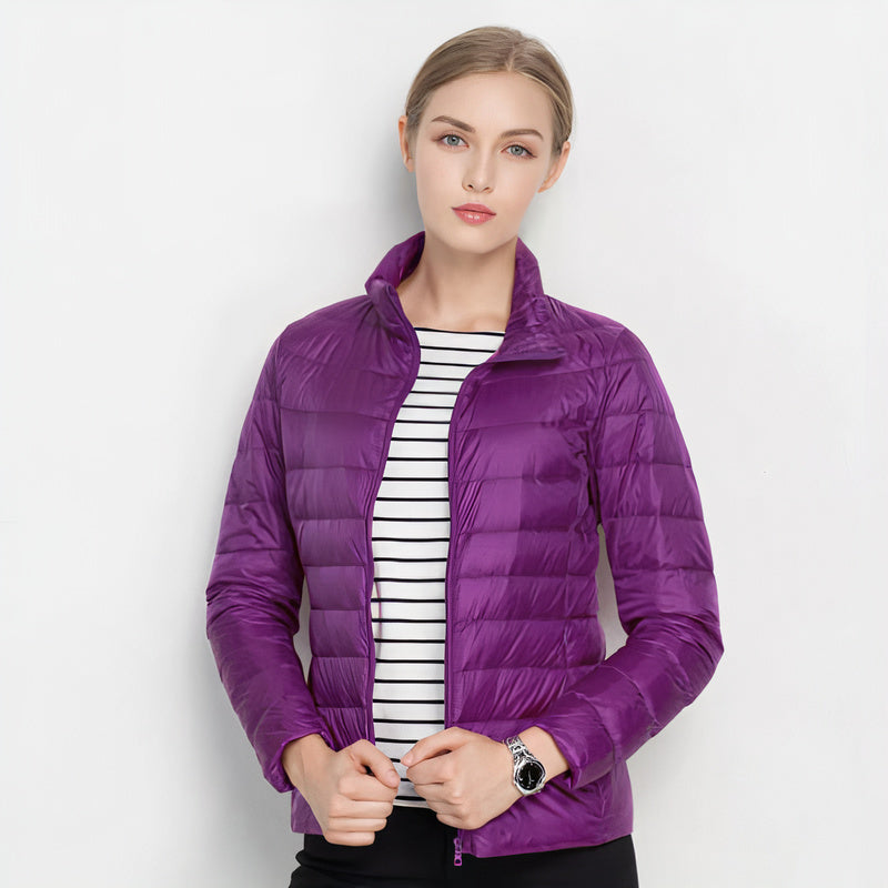 Women's Quilted Long Winter Jacket Lightweight Waisted