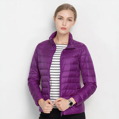 Women's Quilted Long Winter Jacket Lightweight Waisted