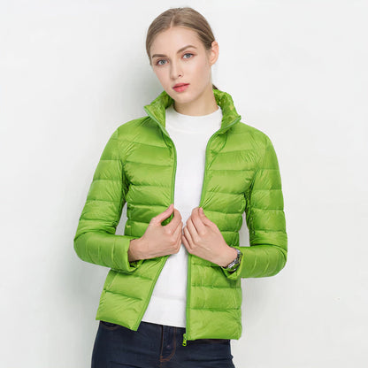 Women's Quilted Long Winter Jacket Lightweight Waisted