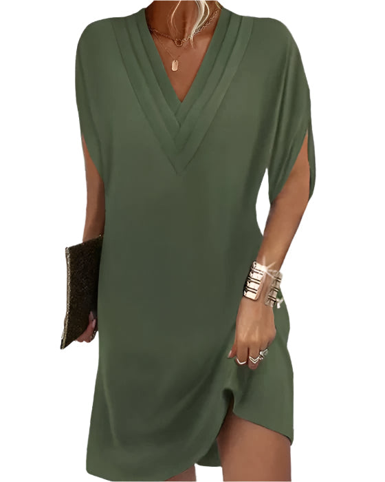 Women's Refined Dress with V-Ausschnitt and Modern Style