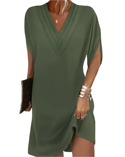 Women's Refined Dress with V-Ausschnitt and Modern Style