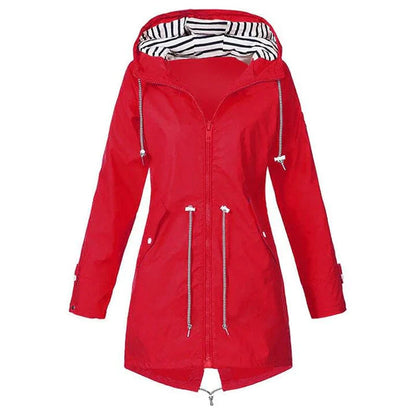Women's Regn Jacket with Adjustable Waist and Two-Way Closure