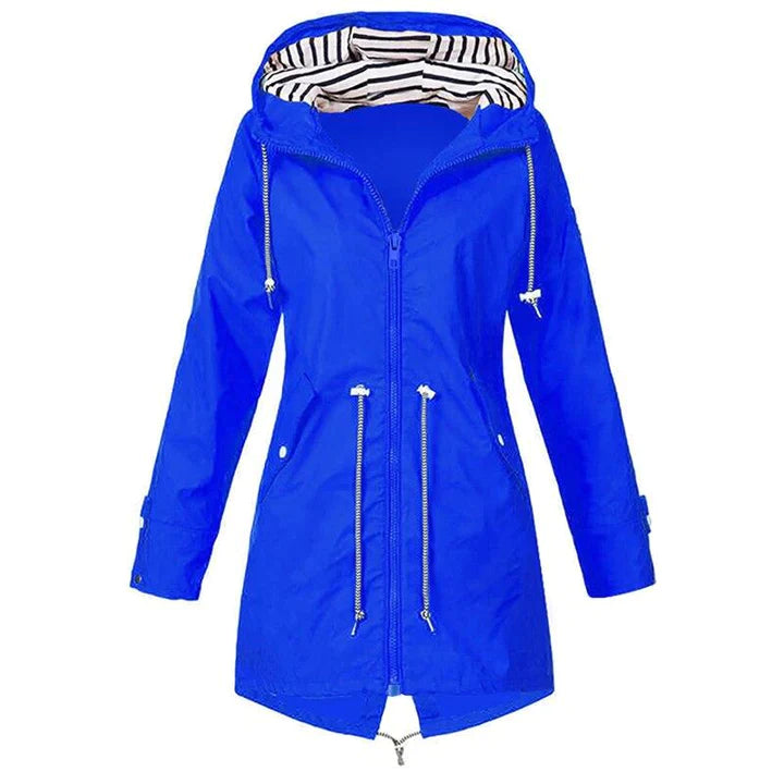 Women's Regn Jacket with Adjustable Waist and Two-Way Closure