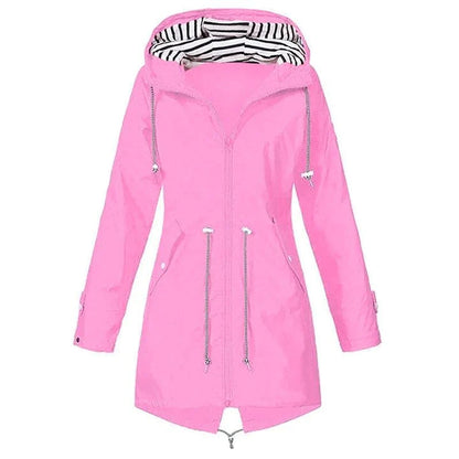 Women's Regn Jacket with Adjustable Waist and Two-Way Closure