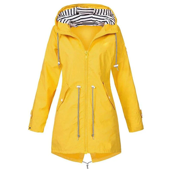 Women's Regn Jacket with Adjustable Waist and Two-Way Closure