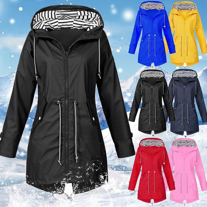 Women's Regn Jacket with Adjustable Waist and Two-Way Closure