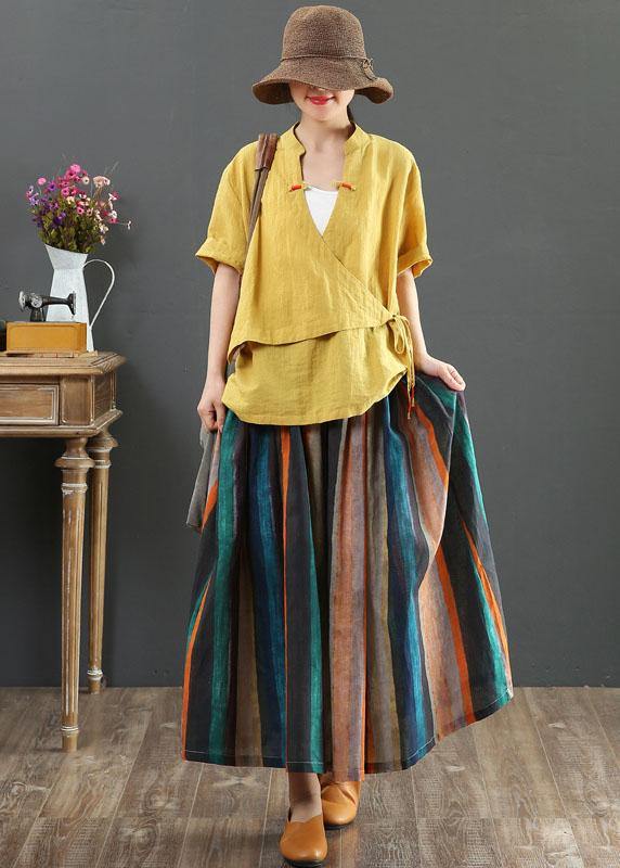 Women's Retro A-line Skirt with Stripes